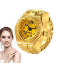 Retro Quartz Watch Ring - Mini Alloy Clock with Elastic Strap Jewelry