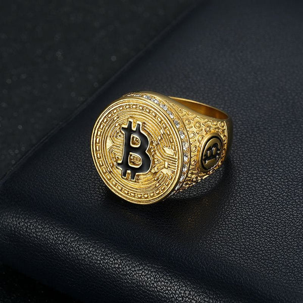 Halloween Ring - Chunky Bitcoin Gold Ring, Cool Statement Jewelry