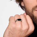 Men's Signet Ring Silver - Oval Shape Onyx Europe Style Vintage Fine Jewelry For  Summer - Pure 925 Sterling Silver