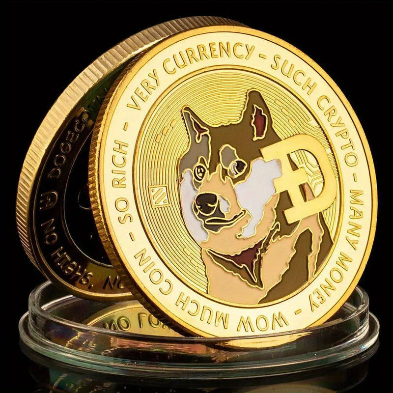 1 Piece Doge coin Cryptoo Coin - Musk and Doge To The Moon Collectible Physical Coin Plated Commemorative Coin