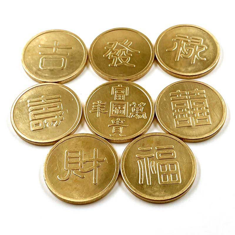 Japan China Full Gold Dragon Coins 8Pcs Coins