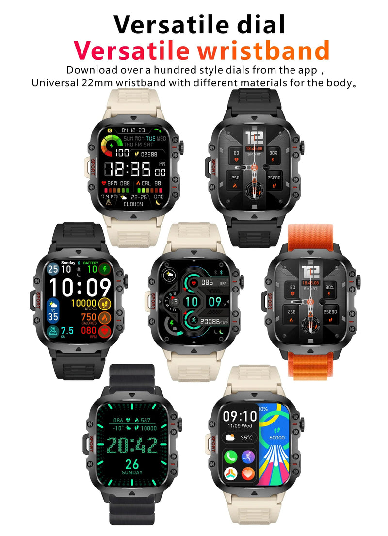 2024 Smart Watch: 1.96'' IP68 5ATM Fitness Tracker, BT Call, Health Monitor