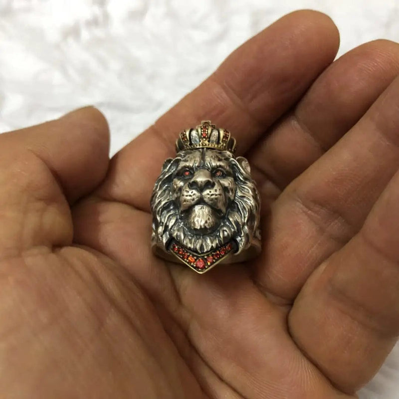 Vintage Crown Lion Ring - Stainless Steel Hiphop Punk Jewelry