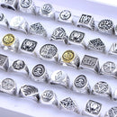 10Pcs/Lot Fashion Punk Vintage Geometry Metal Rings For Men Women Retro Gothic Finger