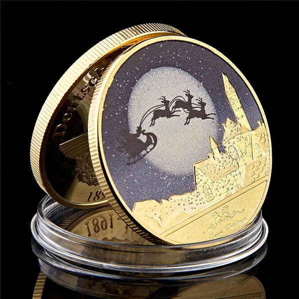 Moneda de oro de Feliz Navidad: Moneda de Papá Noel