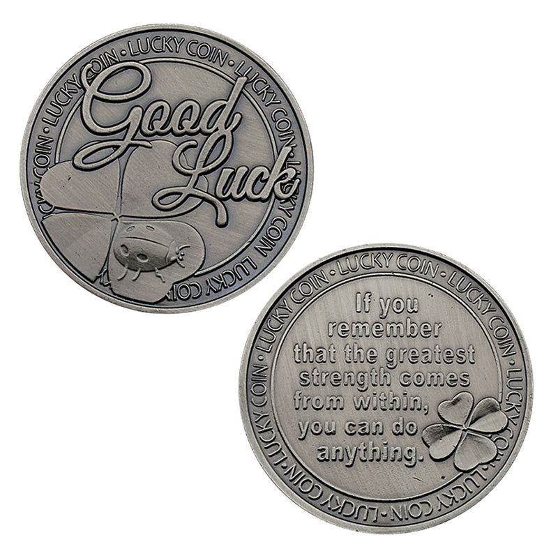 Good Luck Challenge Silver Coin - Retro Metal Lucky Keepsake for Thanksgiving & Holiday Collectors