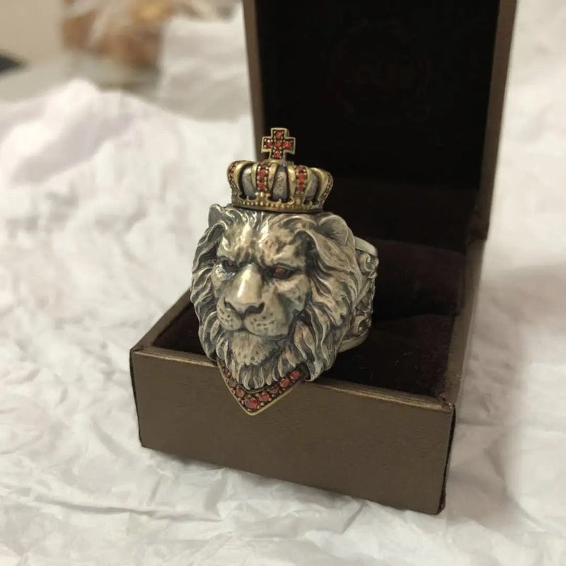 Vintage Crown Lion Ring - Stainless Steel Hiphop Punk Jewelry