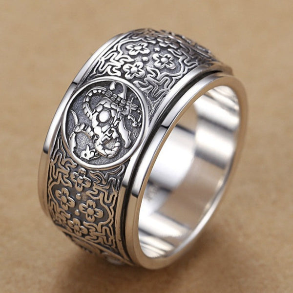Rotable Ring, Powerful Ring, Beasts Silver, powerful ring, lord of the rings rings, nenya ring, amazon lotr, galadriel's ring, elvish rings, queen's beast, narya ring, adar lord of the rings, sauron's ring,