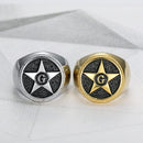 Star Letter G Ring - Solid Stainless Steel Freemason Ring