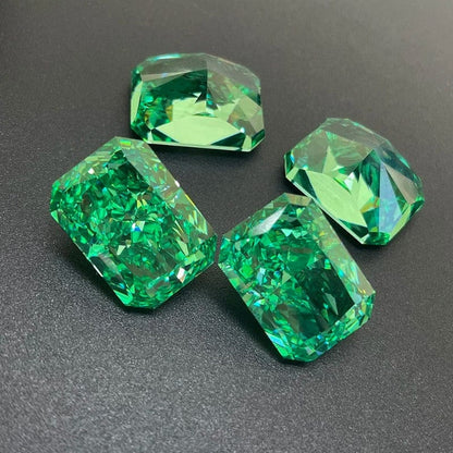 High Carbon Diamond Lab Zircon Cubic Zirconia Green Octagon Crushed Ice Cut Radiant Cut 5A+ Quality - 5x7mm