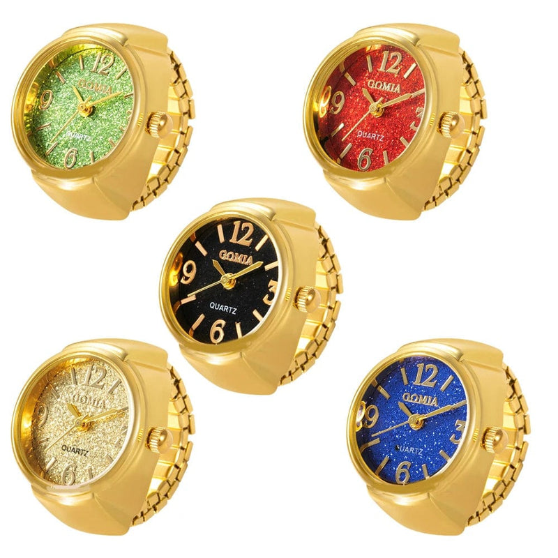 Mini Finger Watch - Retro Roman Quartz Ring with Elastic Strap