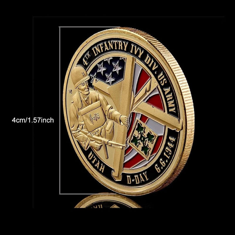 Veterans Day Coin - 1944.6.6 Infantry Ivy Div WW2 US Army Gold Utah D-Day World War Gold Coin