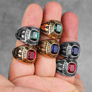 Stainless Steel Men's Ring - Rhinestone High School Eagle Punk Hip Hop Biker Jewelry
