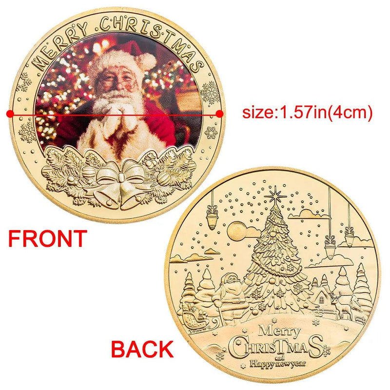 5pcs Christmas Golden Coins - Set Merry Christmas Souvenir Santa Claus Snowman Elk Coins