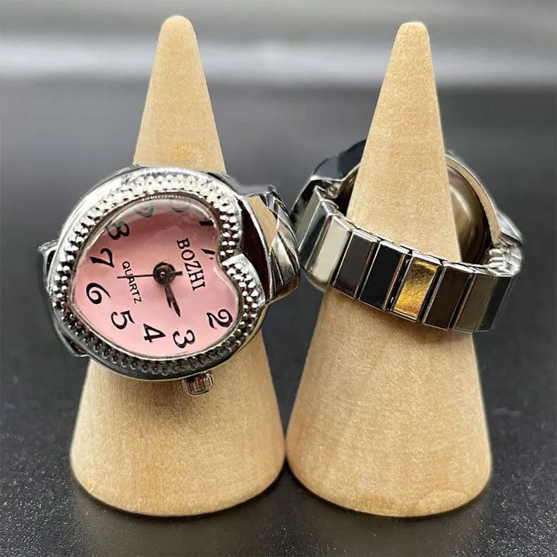 Jewelry Heart Shape Clock Ring: Quartz Watch & Finger Ring for Couples