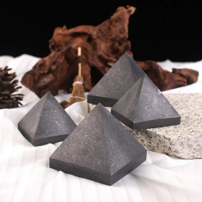 Black Shungite Pyramid Tower: Energy Crystal Quartz for Reiki Stones