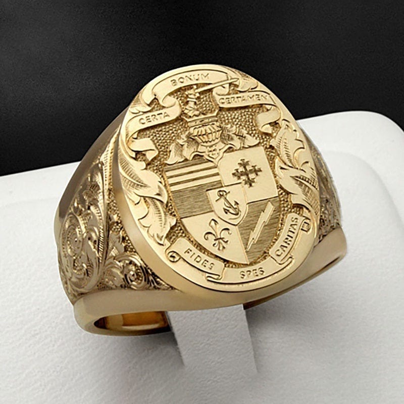 Hippop Ring, Handmade Ring, Gold Ring, Big Rings, Godfather Ring, Printing Ring, Badge Ring, Nobility Ring,