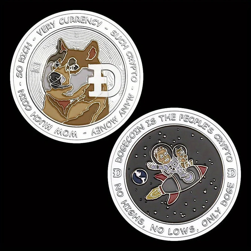 1 Piece Doge coin Cryptoo Coin - Musk and Doge To The Moon Collectible Physical Coin Plated Commemorative Coin