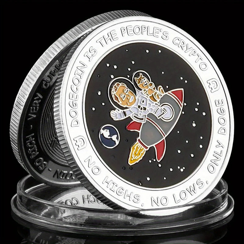 1 Piece Doge coin Cryptoo Coin - Musk and Doge To The Moon Collectible Physical Coin Plated Commemorative Coin