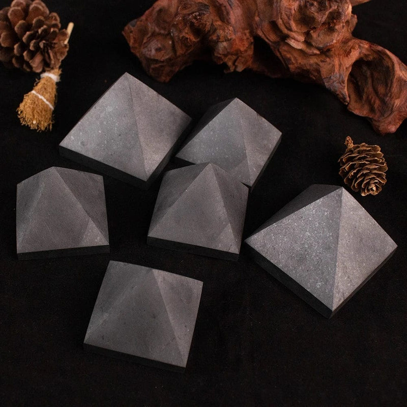 Black Shungite Pyramid Tower: Energy Crystal Quartz for Reiki Stones