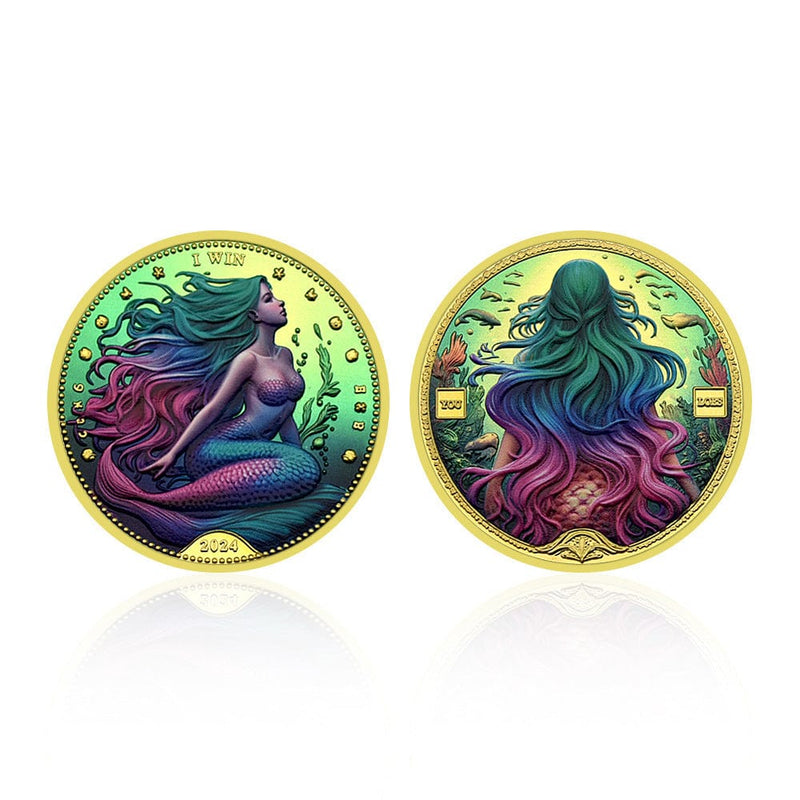 Mermaid Coin, Fantasy Coin, Ocean Theme Coin, Mythical Coin, Collectible Mermaid Token, Sea Creature Coin, Mermaid Treasure, Nautical Coin, Enchanted Coin, Underwater Coin, Mermaid Currency, Marine Coin, Mermaid Gift Coin, Fantasy Token, Mythical Sea Coin