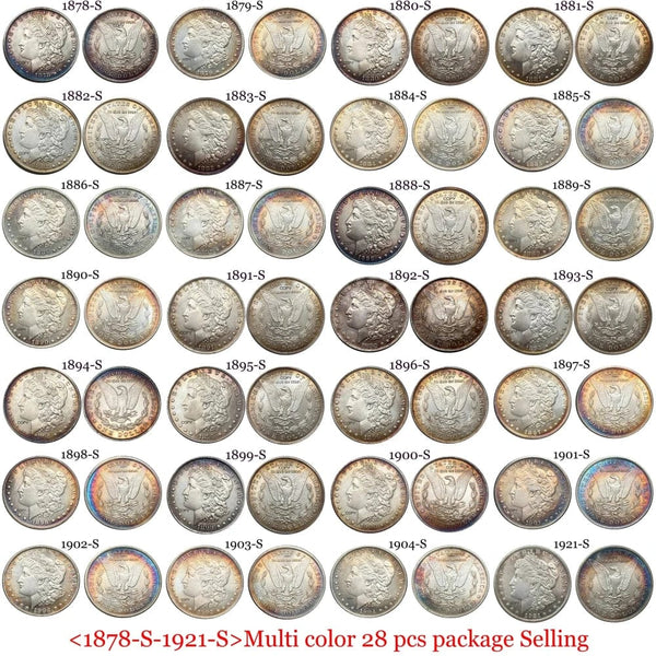 US 1878 S Morgan Silver Dollar, 1921 S Morgan Coin, 28 Pcs Morgan Silver Dollar, One Dollar Morgan Coin, Silver Plated Morgan Coin, America Commemorative Coin, Liberty Moneda Collectible, Collectible Morgan Silver Dollar, US Silver Dollar Liberty, 