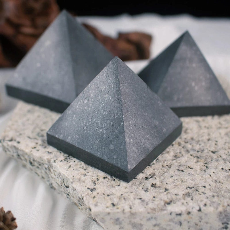 Black Shungite Pyramid Tower: Energy Crystal Quartz for Reiki Stones