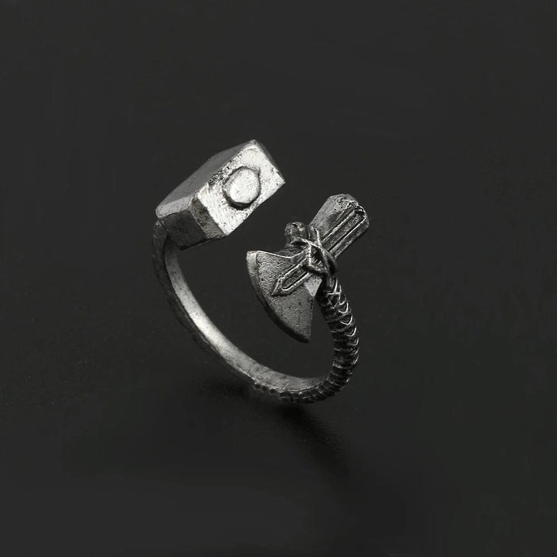 Mar-vel Super-hero Ring Avengrs Thor Weapon Mjolnir Opening Adjustable Ring