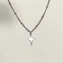 Simple Trendy Star Hollow Pearl Women Necklace: Pendant Neck
