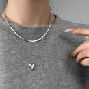 Double Layered Love Heart charms for necklace: Simple Neck Chain