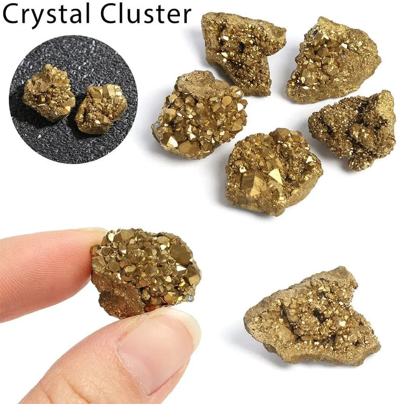 Raw Gemstone Crystal Clusters: DIY Jewelry & Gift Materials with Titanium Gold