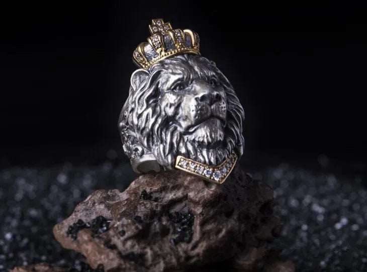 Vintage Crown Lion Ring - Stainless Steel Hiphop Punk Jewelry