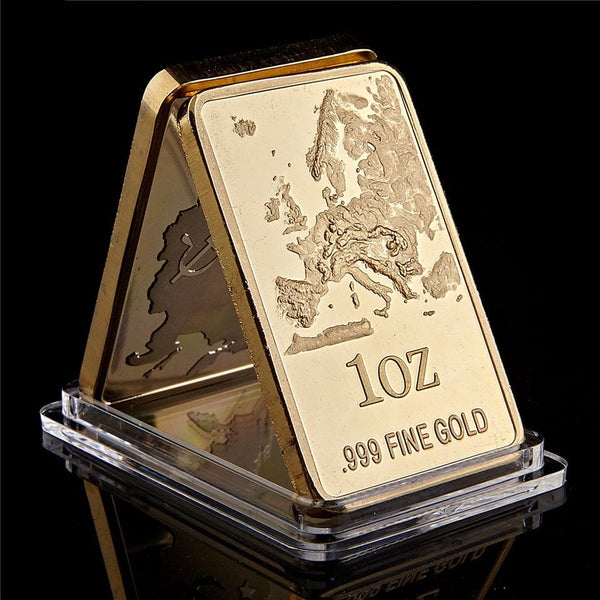 Lingote de oro con mapa europeo de 1 OZ y 999 de multa