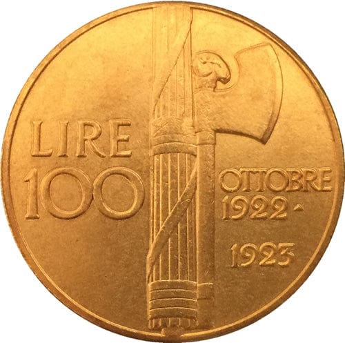 1923 Italy 100 Lire Coin