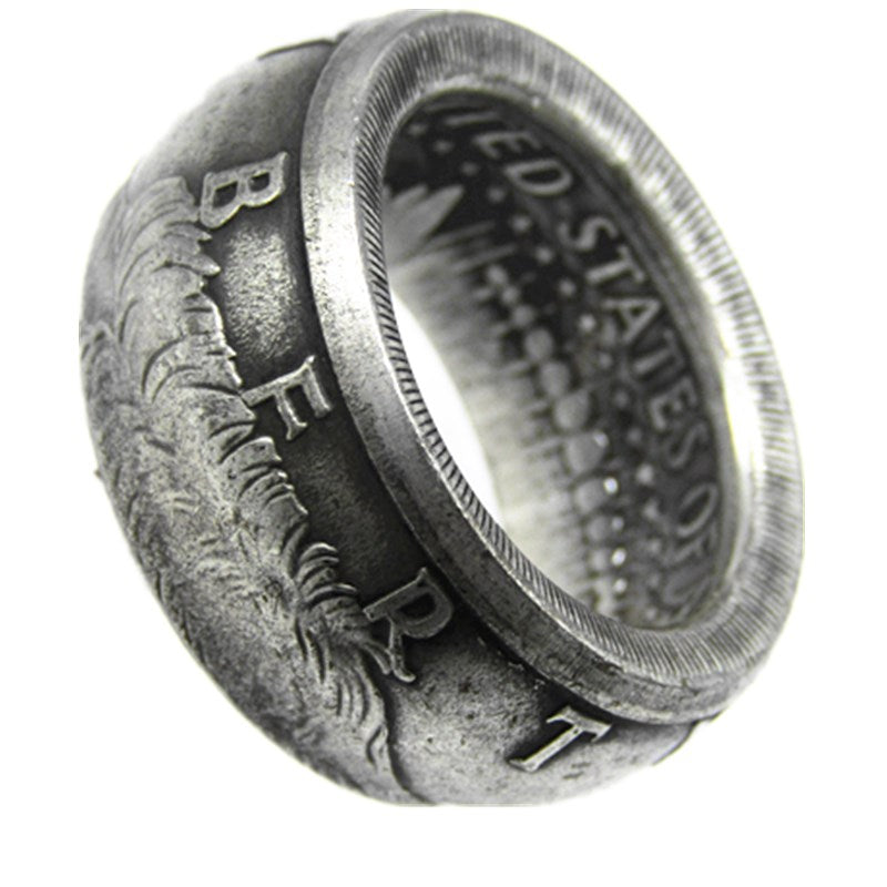 half dollar ring, half dollar coin ring, liberty half dollar ring, walking liberty half dollar ring, kennedy coin ring,  silver ring, silver rings for women, claddagh rings, ladies silver rings, gold ring, gold rings for women, gold rings for men, silver male rings,