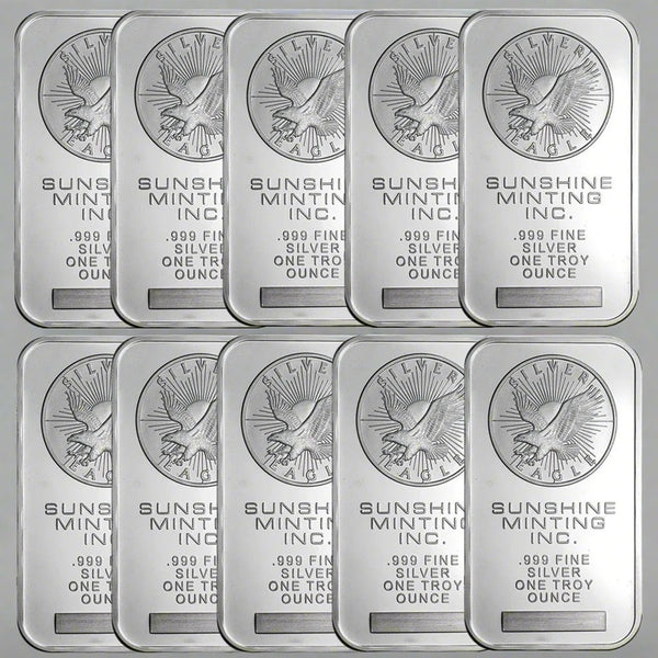 10 Pieces American Eagle Silver Bullion - Sunshine Minting Bar