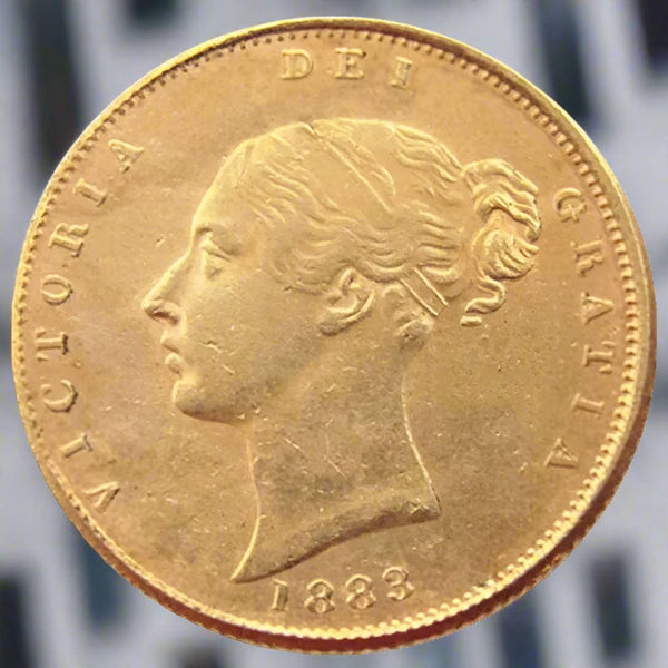 1883 UK Queen Victoria Young Head  Half Sovereign Coin – Rare Collectible