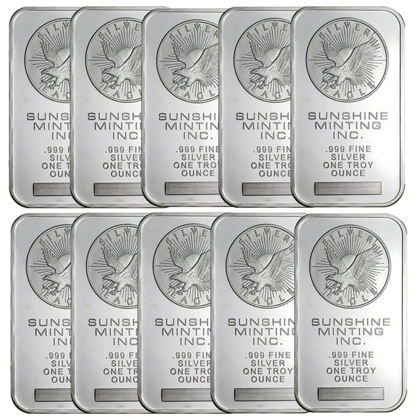 10 Pcs American Eagle Silver Bullion - Sunshine Minting Bar