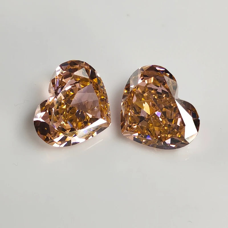 6x6mm Heart Crushed Ice CZ High Carbon Lab Diamond Gemstone 4K 5A+