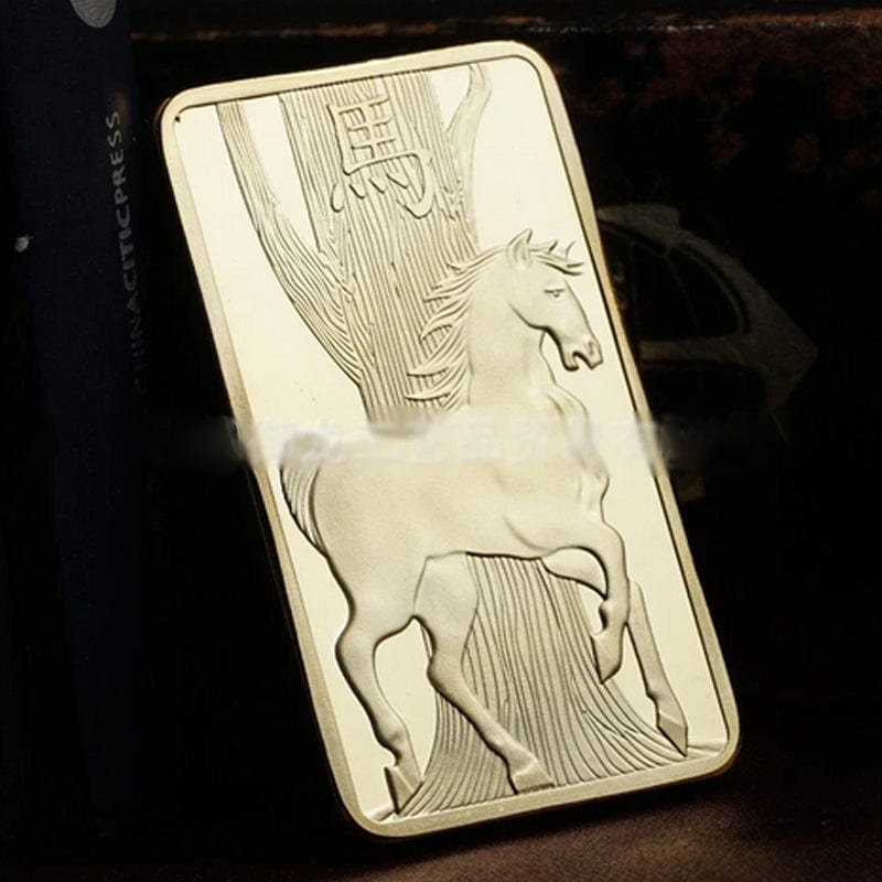 1Pcs Gold Bar Australian horse - Square Gold Bullion - Elizabeth Head Golden Bar