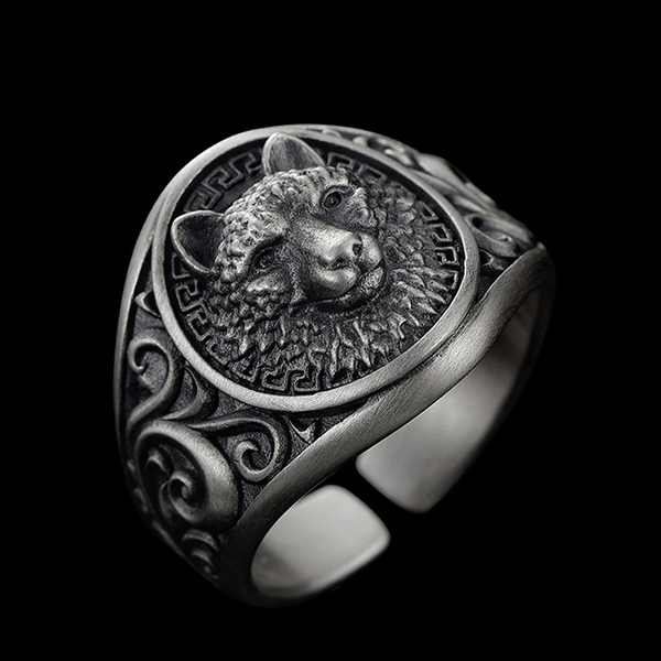 Wolf Ring, mens wolf ring, silver lion ring, wolf mens ring, mens rings wolf, wolf ear rings, wolf and badger rings,